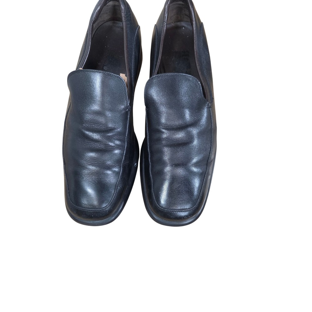 Salvatore Ferragamo Mens Black Leather Square Toe Loafers Made in Italy 9 D